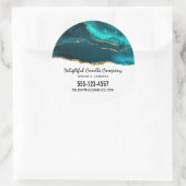 Modernes, stilvolles Aquamarines Agate & Gold Ribb Runder Aufkleber (Tasche)