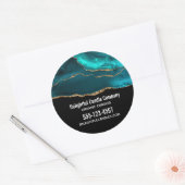 Modernes, stilvolles Aquamarines Agate & Gold Ribb Runder Aufkleber (Umschlag)