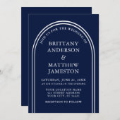 Modernes, stilvolles Arch Wedding Blue Einladung (Vorne/Hinten)