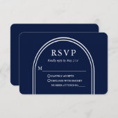 Modernes, stilvolles Arch Wedding Blue RSVP Karte (Vorne/Hinten)