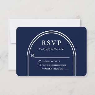 Modernes, stilvolles Arch Wedding Blue RSVP Karte