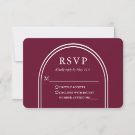 Modernes, stilvolles Arch Wedding Burgundy RSVP Karte