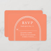 Modernes, stilvolles Arch Wedding Coral RSVP Karte (Vorne/Hinten)