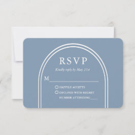 Modernes, stilvolles Arch Wedding Dusty Blue RSVP Karte