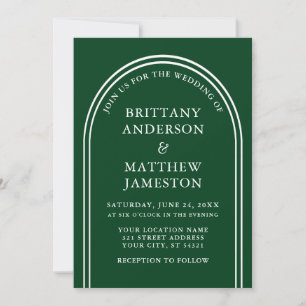Modernes, stilvolles Arch Wedding Green Einladung
