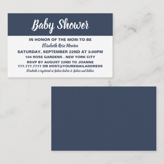 Modernes & stilvolles Baby Shower Ticket Einladung (Vorne/Hinten)