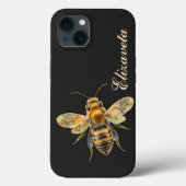 Modernes, stilvolles Bee Black Monogram Case-Mate iPhone Hülle (Rückseite)