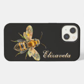 Modernes, stilvolles Bee Black Monogram iPhone Hülle (Rückseite (Horizontal))