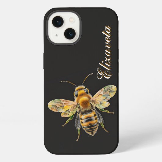 Modernes, stilvolles Bee Black Monogram iPhone Hülle (Rückseite)