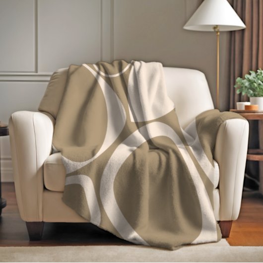 Modernes, stilvolles Beige Cream Abstraktes Muster Fleecedecke