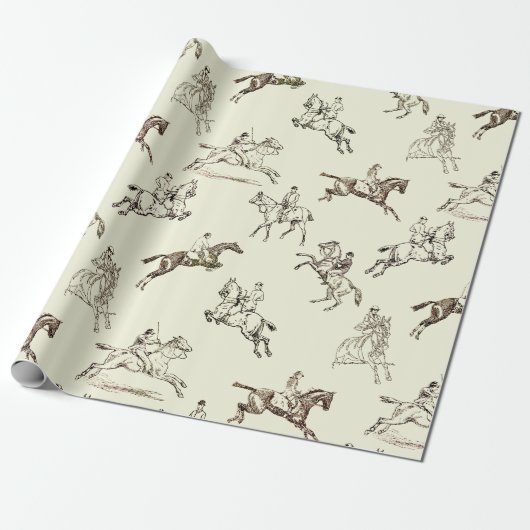 Modernes, stilvolles Beige Reittoile Geschenkpapier (Ungerollt)