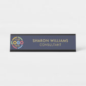 Modernes, stilvolles, benutzerdefiniertes Logo Nav Schreibtischnamensplakette (Vorderseite )