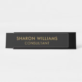 Modernes, stilvolles Berufliches Black Gold Einfac Schreibtischnamensplakette (Vorderseite )