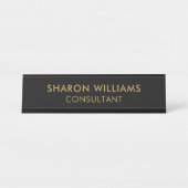 Modernes, stilvolles Berufliches Black Gold Einfac Schreibtischnamensplakette (Vorderseite )