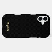 Modernes, stilvolles Black Checkered Gold Mit Mono iPhone Hülle (Rückseite (Horizontal))