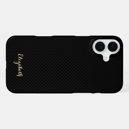 Modernes, stilvolles Black Checkered Gold Mit Mono iPhone Hülle (Rückseite (Horizontal))