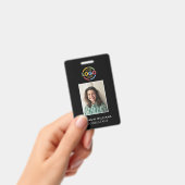 Modernes, stilvolles Black Minimalistisch Employee Ausweis (Handheld)