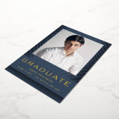 Modernes, stilvolles Blau | 1 Foto Foil Grad Card Folieneinladung (Gedreht)