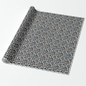 Modernes, stilvolles blaues Leopard Muster Wasserf Geschenkpapier (Ungerollt)