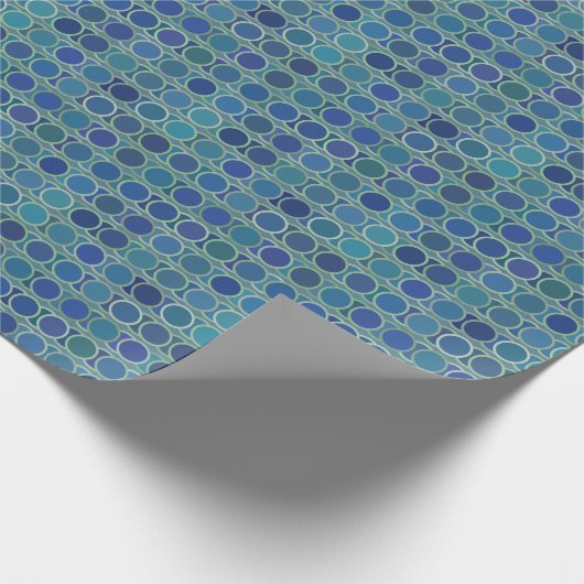 Modernes, stilvolles Blaues Ringmuster Geschenkpapier (Ecke)