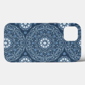 Modernes, stilvolles Blue Mandala Einfaches Muster Case-Mate iPhone Hülle (Rückseite (Horizontal))