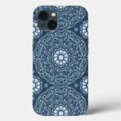 Modernes, stilvolles Blue Mandala Einfaches Muster Case-Mate iPhone Hülle (Rückseite)