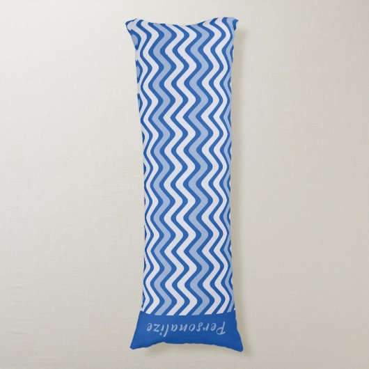 Modernes, stilvolles Blue Wavy Personalisiert Bedd Seitenschläferkissen (Vorderseite Vertikal)