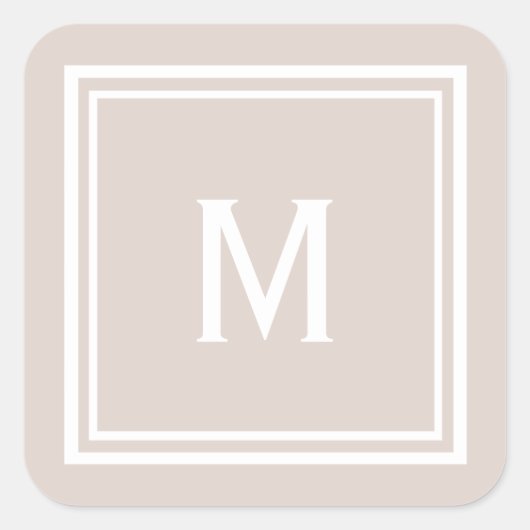 Modernes, stilvolles Blush Custom Monogram Quadratischer Aufkleber (Vorderseite)