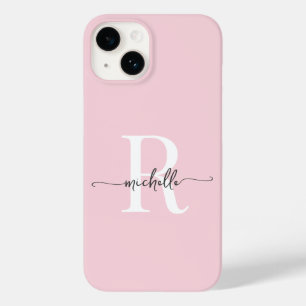 Modernes, stilvolles Blush Pink Script Monogram In Case-Mate iPhone 14 Hülle
