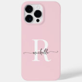 Modernes, stilvolles Blush Pink Script Monogram In Case-Mate iPhone Hülle (Rückseite)