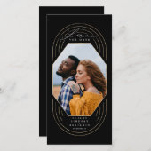 Modernes, stilvolles Boho Gold Black Save the Date (Vorne/Hinten)