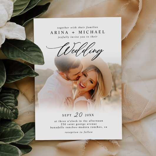 Modernes, stilvolles Boho Wedding Foto Einladung