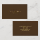 Modernes, stilvolles Braun Gold Beruflich Trendy Visitenkarte (Vorne/Hinten)