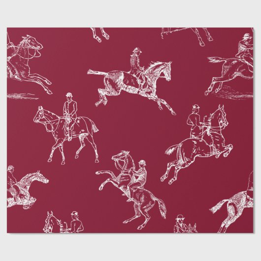 Modernes, stilvolles Burgundy Horseback Riding Toi Geschenkpapier (Flach)