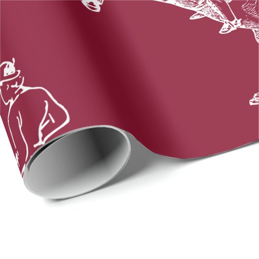 Modernes, stilvolles Burgundy Horseback Riding Toi Geschenkpapier (Rolleneckpunkt)