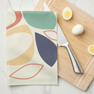 Modernes, stilvolles Burnt Orange Blue Abstraktes  Geschirrtuch