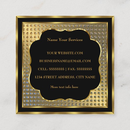 Modernes, stilvolles Business Gold Black Metal Loo Quadratische Visitenkarte (Rückseite)