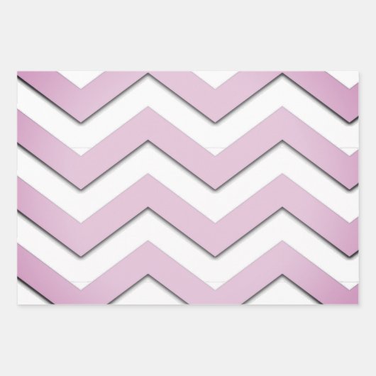 Modernes, stilvolles Chevon Stripe Yellow Pink Lil Geschenkpapier Set (Vorderseite)