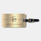 Modernes, stilvolles Chic Gold Brushed Metal Mit M Gepäckanhänger (Vorderseite horizontal)