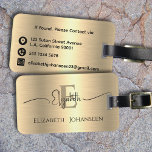 Modernes, stilvolles Chic Gold Brushed Metal Mit M Gepäckanhänger<br><div class="desc">Steigern Sie Ihre Reisen mit unserem Mit Monogramm Gepäckanhänger aus Gold! Machen Sie mit diesem modernen Gepäckanhänger ein Statement und reisen Sie stilvoll. Der atemberaubende goldgebürstete metallische Hintergrund Set die Bühne für ein elegantes Monogramm und Name in klassischem Schwarz auf der Vorderseite. Auf der Rückseite, Ihre personalisierten Kontaktdaten in schwarz...</div>