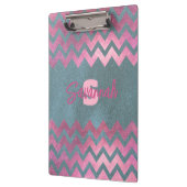 Modernes, stilvolles Chic Pink und Grau Zickzack Klemmbrett (Links)