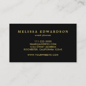 Modernes stilvolles Chicschwarzes und -gold Visitenkarte (Rückseite)