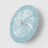 Modernes, stilvolles Cyan Blue Radiant Twirl Muste Runde Wanduhr (Winkel)