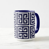 Modernes, stilvolles Deep Blue Griechisches Schlüs Tasse (VorderseiteRechts)