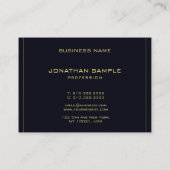 Modernes stilvolles Design Elegantes Schwarzes Gol Visitenkarte (Rückseite)