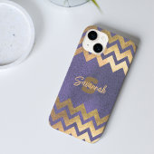 Modernes, stilvolles Design Lila und Gold Zickzack Case-Mate iPhone Hülle
