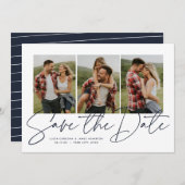 Modernes, stilvolles Drehbuch mit 3 Foto-Marinebla Save The Date (Vorne/Hinten)