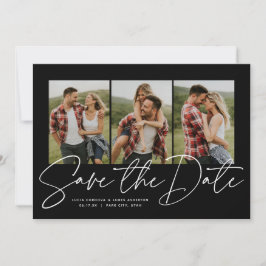 Modernes, stilvolles Drehbuch mit drei Fotos Schwa Save The Date