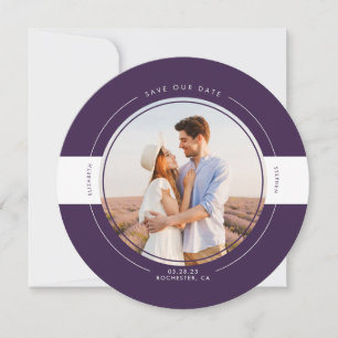 Modernes, stilvolles Eggplant Lila Save the Date F
