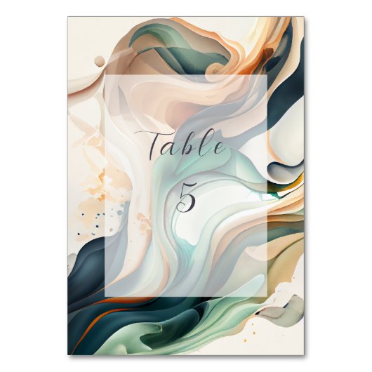 Modernes stilvolles Elegant Terracotta Aquamarin Tischnummer (Vorderseite)